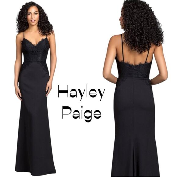 Hayley Paige Black Evening Party Dance BalletCore Maxi Dress NWOT Size 12 - Picture 1 of 13